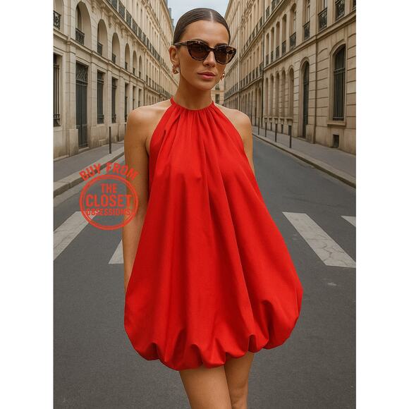 RARE!!! ZARA BLOGGER FAVE!!! Red Halter Neck Short Dress NWT ❤️ - Picture 2 of 16